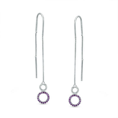 Amethyst Sterling Silver Threader Earrings Gift for Wife Anniversary Present for Women Purple Lover