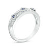 Thumbnail Image 1 of Lab-Created Ceylon and White Sapphire Vintage-Style Double Row Band in Sterling Silver