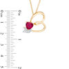 Thumbnail Image 2 of Trillion-Cut Lab-Created Ruby and White Sapphire Abstract Heart Arrow Pendant in Sterling Silver with 14K Gold Plate