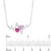 Thumbnail Image 2 of 5.0mm Heart-Shaped Lab-Created Ruby, Pink and White Sapphire Heartbeat Necklace in Sterling Silver - 16.5"
