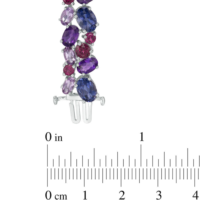 Main Image 2 of Multi-Gemstone Double Row Bracelet in Sterling Silver - 7.25"