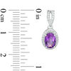 Thumbnail Image 2 of Oval Amethyst and Lab-Created White Sapphire Frame Drop Earrings in Sterling Silver