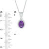 Thumbnail Image 2 of Oval Amethyst and Lab-Created White Sapphire Frame Drop Pendant in Sterling Silver