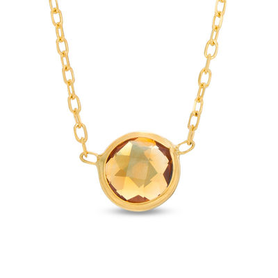 Citrine Solitaire Necklace in 10K Gold 