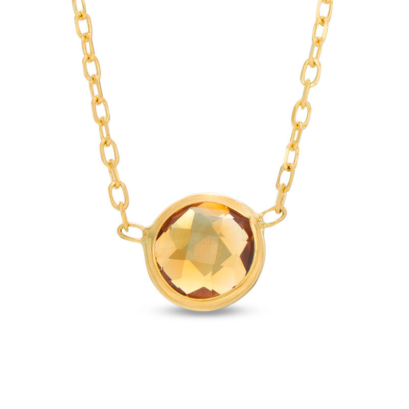 6.0mm Citrine Solitaire Necklace in 10K Gold - 17"