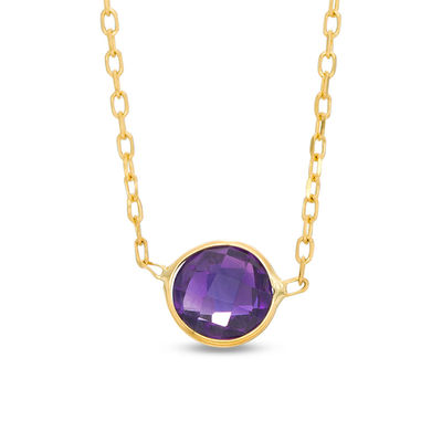 Amethyst Solitaire Necklace in 10K Gold 