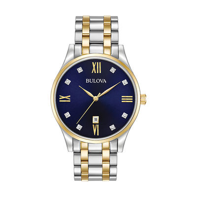 bulova watch blue and gold
