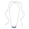 Thumbnail Image 0 of Lab-Created Blue and White Sapphire Frame Three Stone Bolo Necklace in Sterling Silver - 30"