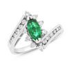 Thumbnail Image 0 of Marquise Emerald and 1/3 CT. T.W. Diamond Starburst Frame Bypass Ring in 14K White Gold