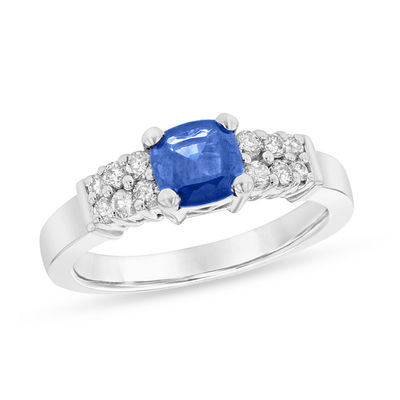 2 Ct Cushion Cut Blue Sapphire Double Halo Engagement Ring 14K White Gold Over 2 Ct Cushion Cut Blue Sapphire Double Halo Engagement Ring 14K White Gold Over