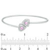 Thumbnail Image 2 of 4.0mm Lab-Created Pink Sapphire and Diamond Accent Heart Frame Flex Bangle in Sterling Silver