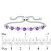 Thumbnail Image 2 of 5.0mm Sideways Heart-Shaped Amethyst and Diamond Accent Bolo Bracelet in Sterling Silver - 9.5"
