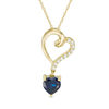 Thumbnail Image 1 of 6.0mm Lab-Created Ceylon and White Sapphire Looping Tilted Heart Pendant in 10K Gold