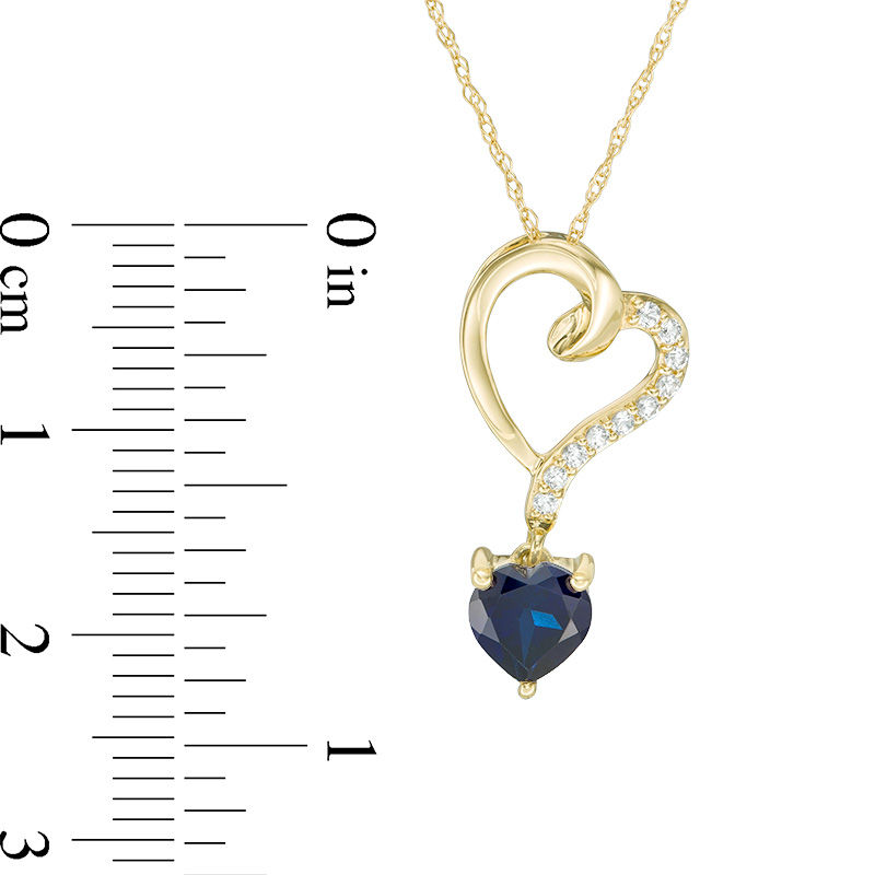 Main Image 2 of 6.0mm Lab-Created Ceylon and White Sapphire Looping Tilted Heart Pendant in 10K Gold