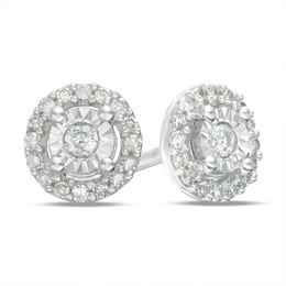 1/10 CT. T.W. Diamond Miracle Frame Stud Earrings in Sterling Silver