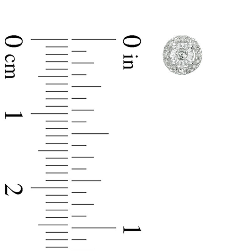 Main Image 2 of 1/10 CT. T.W. Diamond Miracle Frame Stud Earrings in Sterling Silver