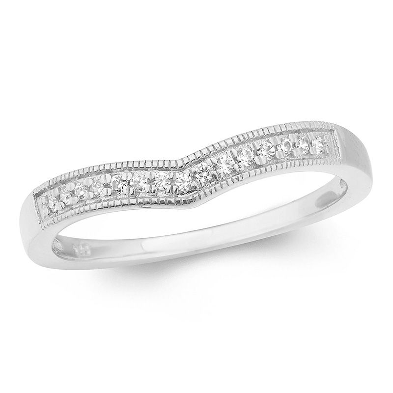 1/10 CT. T.W. Diamond Contour Wedding Band in Sterling Silver
