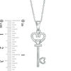 Thumbnail Image 2 of Lab-Created White Sapphire Heart-Top Key Pendant in Sterling Silver