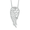 Thumbnail Image 1 of Lab-Created White Sapphire and Beaded Angel Wing Pendant in Sterling Silver