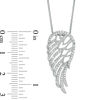 Thumbnail Image 2 of Lab-Created White Sapphire and Beaded Angel Wing Pendant in Sterling Silver