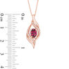Thumbnail Image 2 of Oval Rhodolite Garnet and 1/20 CT. T.W. Diamond Open Flame Pendant in 10K Rose Gold