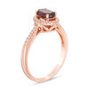 Thumbnail Image 2 of Oval Rhodolite Garnet and 1/10 CT. T.W. Diamond Frame Ring in 10K Rose Gold