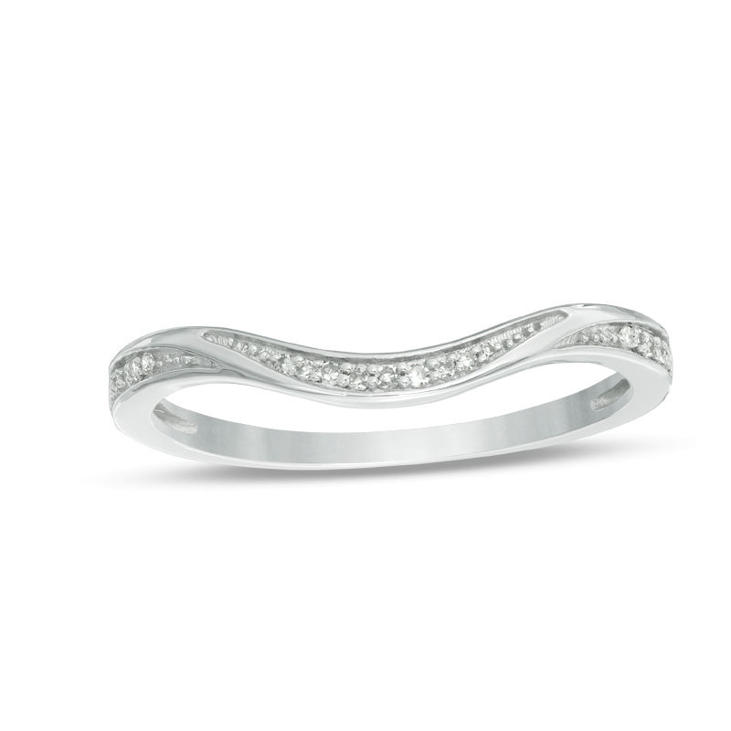 Main Image 1 of 1/20 CT. T.W. Diamond Contour Band in Sterling Silver
