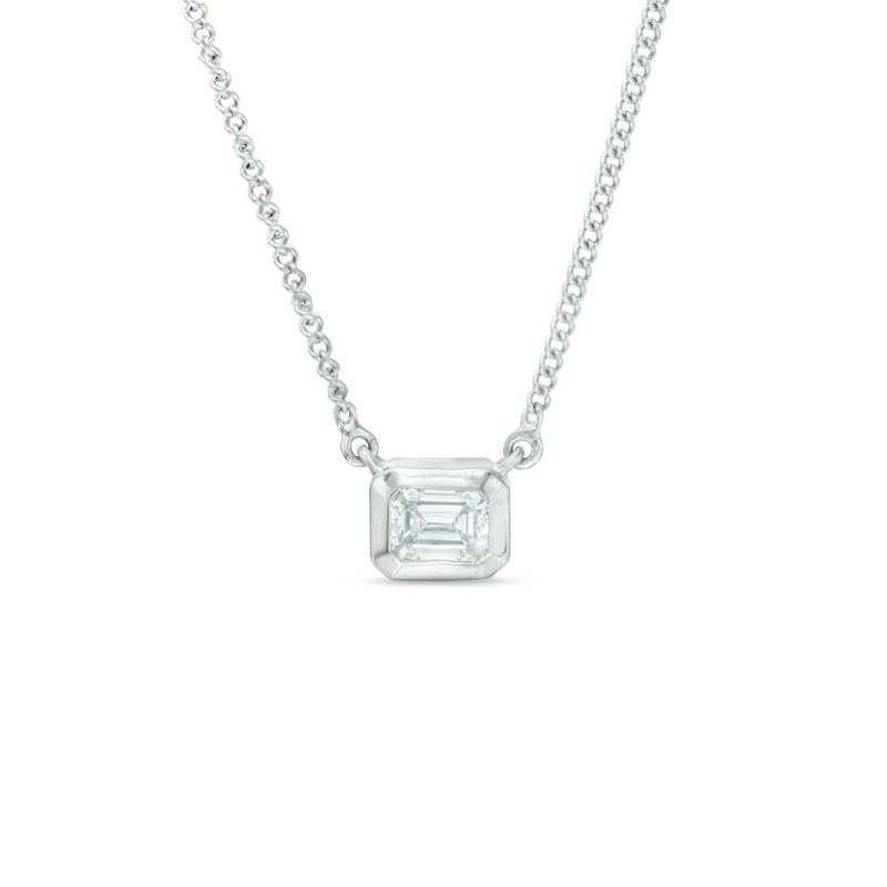 1 5 Ct Emerald Cut Diamond Solitaire Necklace In 14k White Gold Emerald Cut Diamond Solitaire Necklace In 14k White Gold