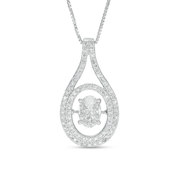 1/2 CT. T.w. Composite Diamond Split Oval Frame Pendant In 14K White Gold