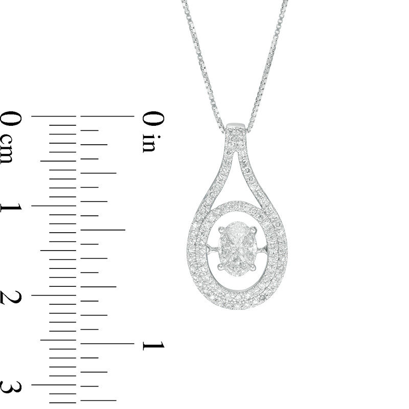 Main Image 2 of 1/2 CT. T.W. Composite Diamond Split Oval Frame Pendant in 14K White Gold