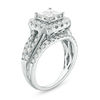 Thumbnail Image 1 of 1-1/2 CT. T.W. Quad Princess-Cut Diamond Frame Multi-Row Split Shank Vintage-Style Engagement Ring in 14K White Gold