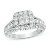 Thumbnail Image 1 of 1-1/3 CT. T.W. Quad Princess-Cut Diamond Frame Multi-Row Shank Vintage-Style Engagement Ring in 14K White Gold