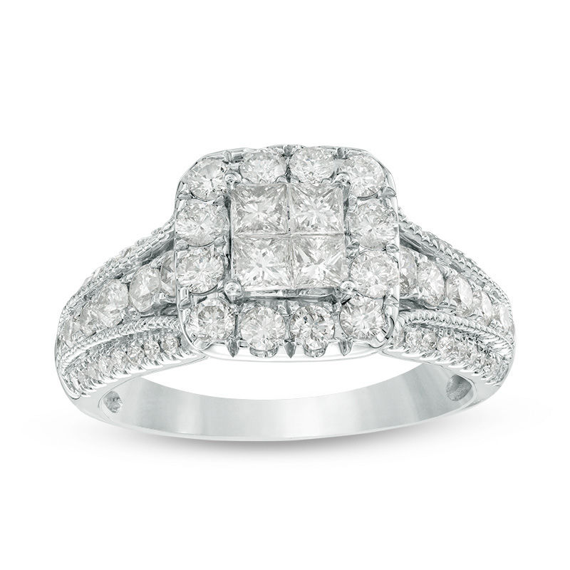 Endless Brilliance Collections Zales 1 3 Ct T W Quad Princess Cut Diamond Frame Multi