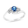 Thumbnail Image 1 of Oval Blue Sapphire and Diamond Accent Tri-Sides Bypass Ring in 14K White Gold
