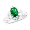 Thumbnail Image 0 of Oval Emerald and 1/10 CT. T.W. Diamond Double Collar Ring in 14K White Gold