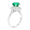 Thumbnail Image 1 of 6.0mm Emerald and 7/8 CT. T.W. Diamond Sunburst Frame Ring in 18K White Gold