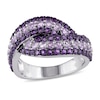 Amethyst Swirl Bypass Ring In Sterling Silver