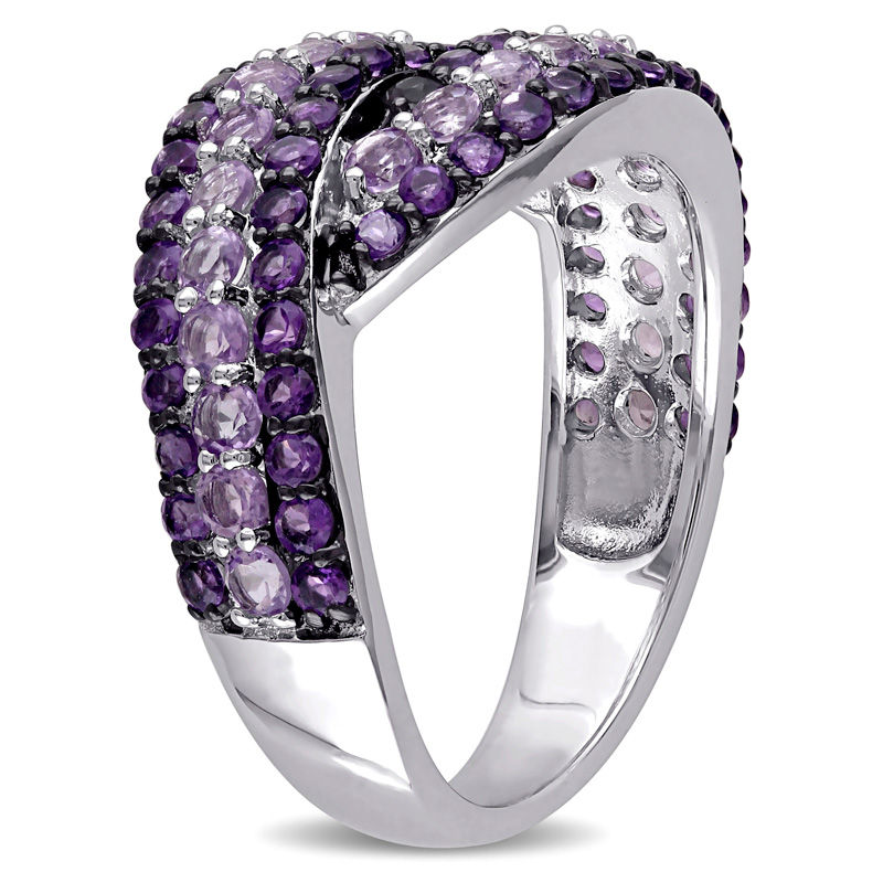 Main Image 2 of Amethyst Swirl Bypass Ring in Sterling Silver