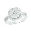 Thumbnail Image 1 of 1-1/2 CT. T.W. Composite Diamond Cushion Frame Twist Engagement Ring in 14K White Gold