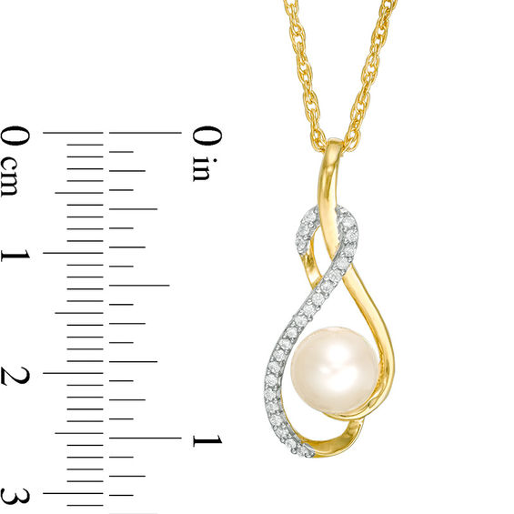 7.0mm Freshwater Cultured Pearl and Lab-Created White Sapphire Loop Pendant in 10K Gold