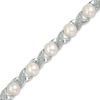 5.0mm Baroque Cultured Freshwater Pearl And Diamond Accent Xo Bracelet In Sterling Silver - 7.5