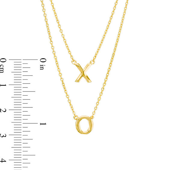 "X" and "O" Double Strand Necklace in 10K Gold - 17"