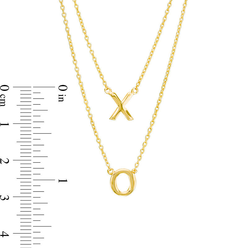 Main Image 2 of "X" and "O" Double Strand Necklace in 10K Gold - 17"