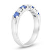 Thumbnail Image 1 of Blue Sapphire and 1/3 CT. T.W. Diamond Seven Stone Band in 14K White Gold