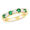 Thumbnail Image 0 of Emerald and 3/8 CT. T.W. Diamond Seven Stone Band in 14K Gold