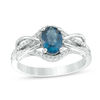 Oval Blue Sapphire And 1/6 CT. T.w. Diamond Loop Overlay Ring In 10K White Gold