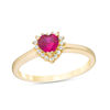 Thumbnail Image 1 of 5.0mm Heart-Shaped Lab-Created Ruby and White Sapphire Starburst Frame Ring in 10K Gold