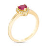 Thumbnail Image 2 of 5.0mm Heart-Shaped Lab-Created Ruby and White Sapphire Starburst Frame Ring in 10K Gold