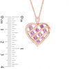 Thumbnail Image 2 of Lab-Created Pink and White Sapphire Basket Weave Heart Pendant in Sterling Silver with 14K Rose Gold Plate