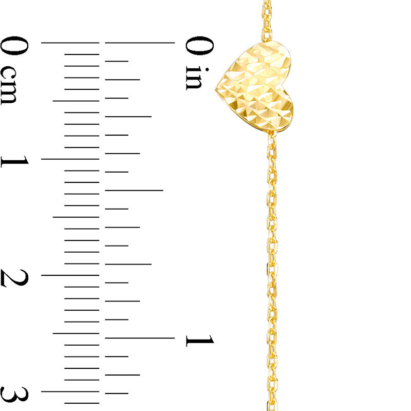 Main Image 2 of Diamond-Cut Heart Bracelet in 14K Gold - 7.5"
